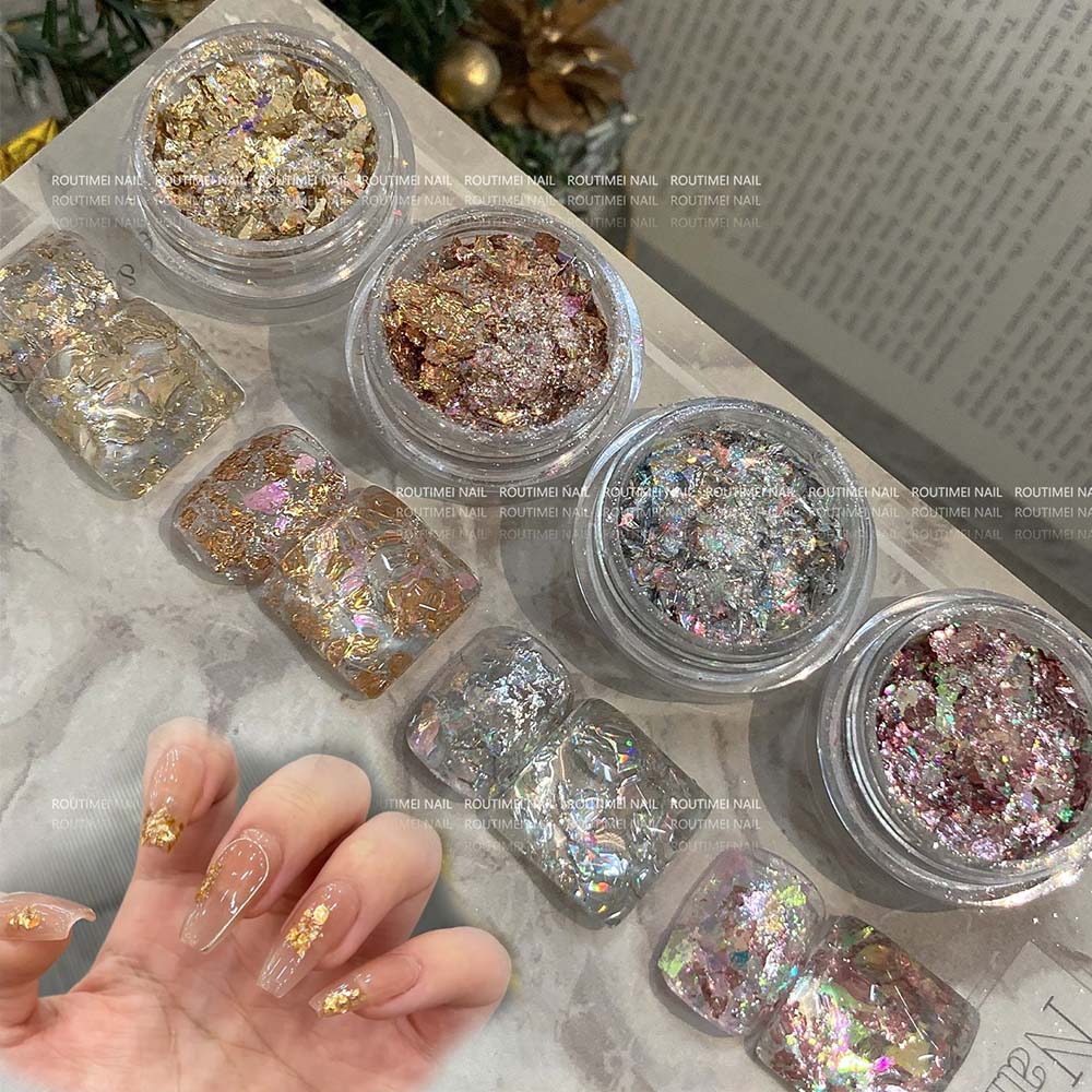 Gold Foil Flakes - 4 pz/set 3D Oro Rosa Argento