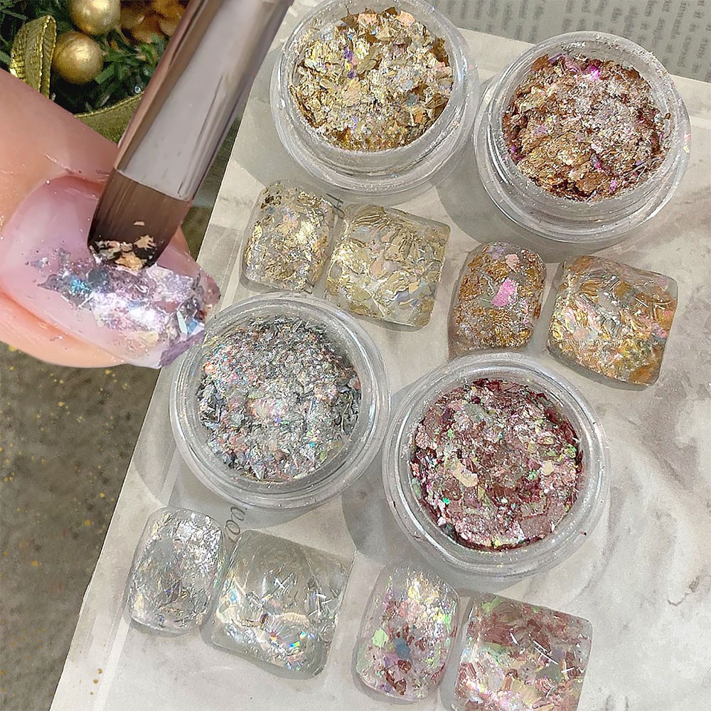 Gold Foil Flakes - 4 vasetti scintillanti oro argento lamina