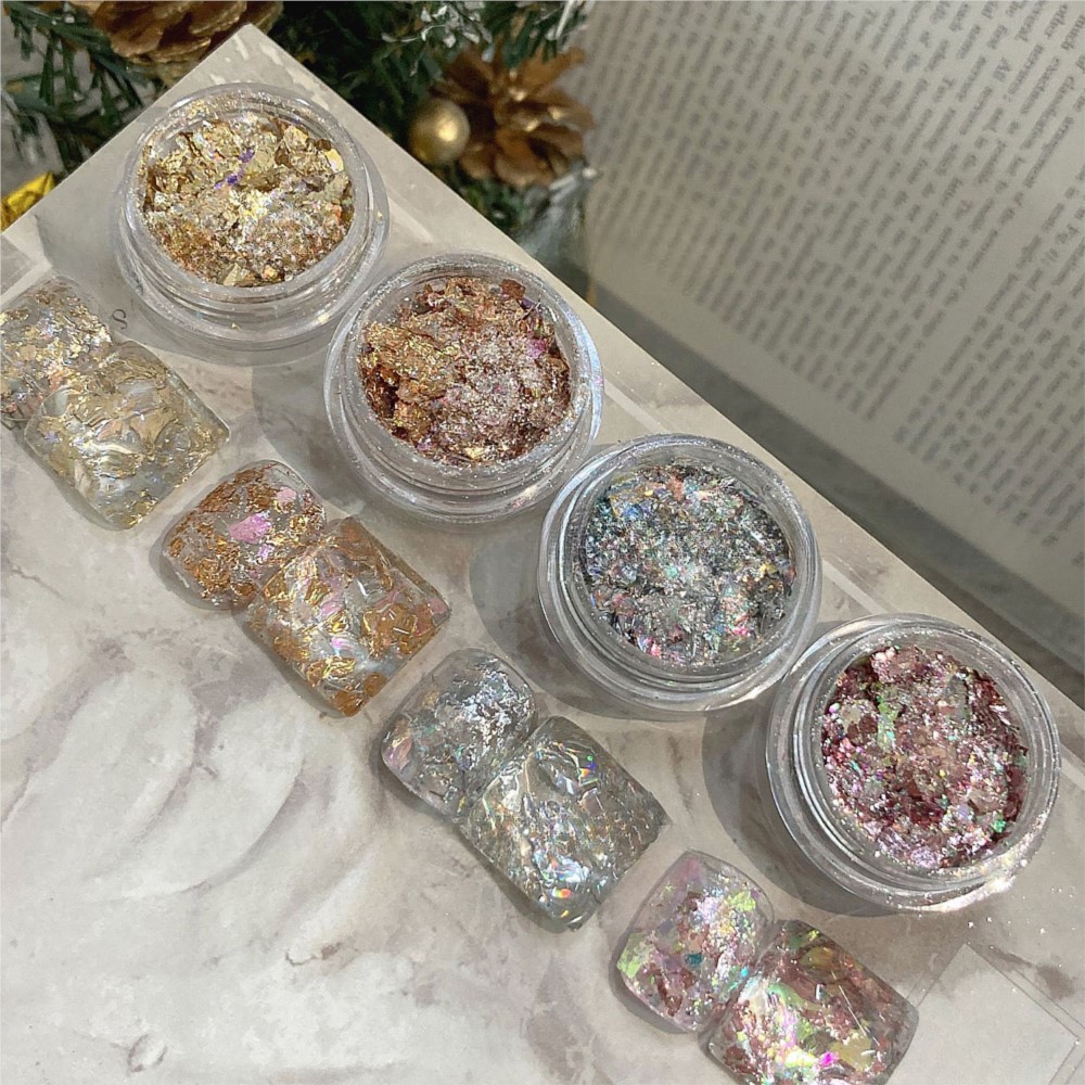 4 vasetti scintillanti oro arg - Gold Foil Flakes recensione e prezzo